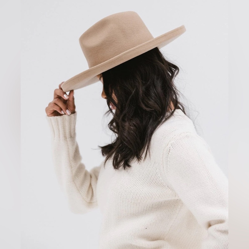 Gigi Pip Maude Pencil Brim Hat - Tan, size M/L 59cm - Picture 4 of 6